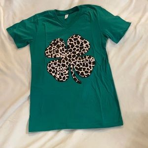 Bella Canvas leopard shamrock tee